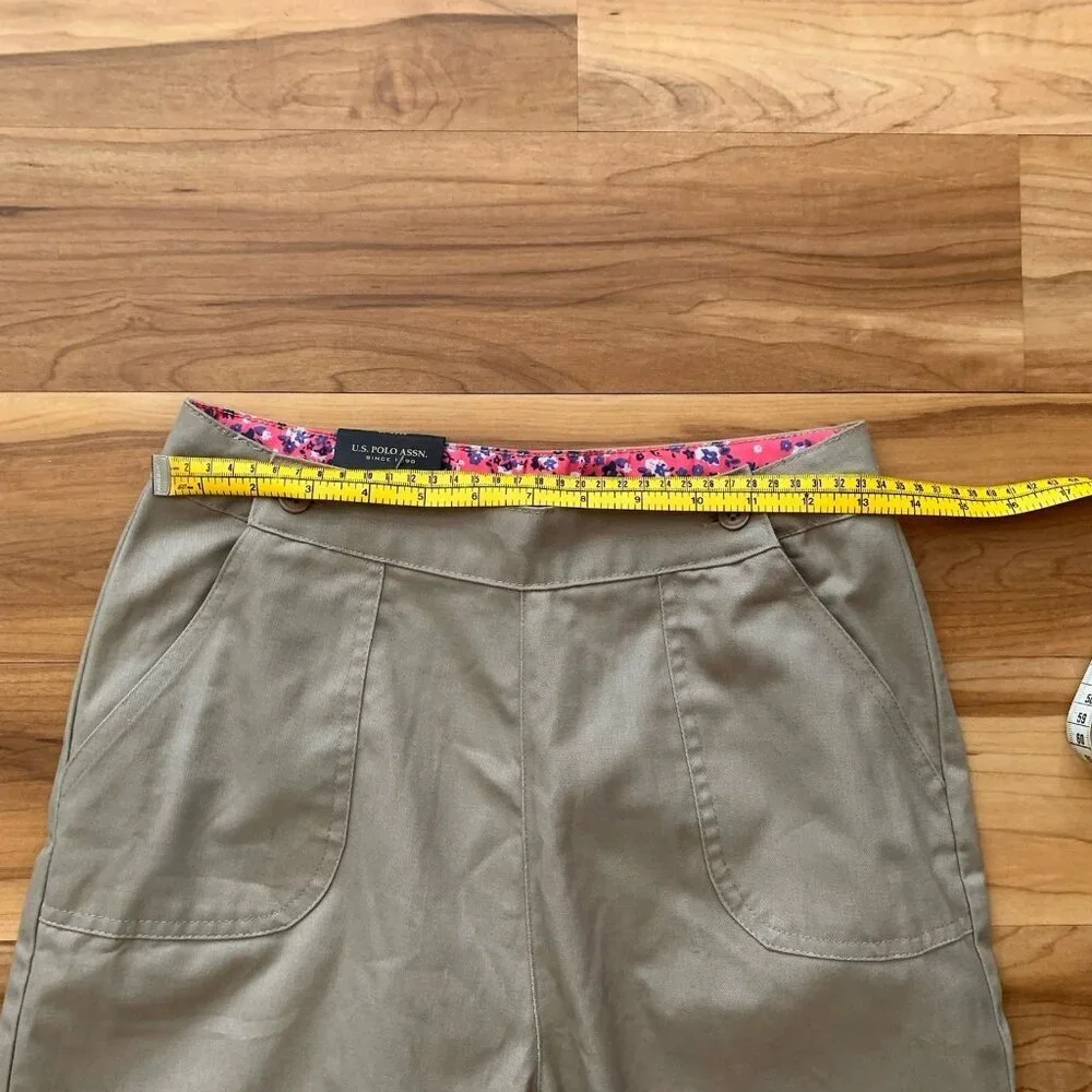 U.S Polo Assn Uniform Shorts Tan Khaki Girls Size 16 Adjustable Waist NWT